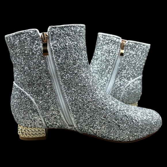 Women's Silver Sequin Glitter Sparkly Ankle Boots - US 9.5/EU 41 - Picture 2 of 6
